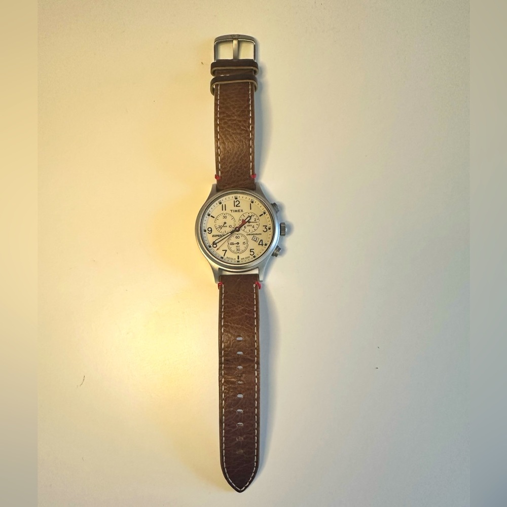 Timex Watch with Dark Leather Band